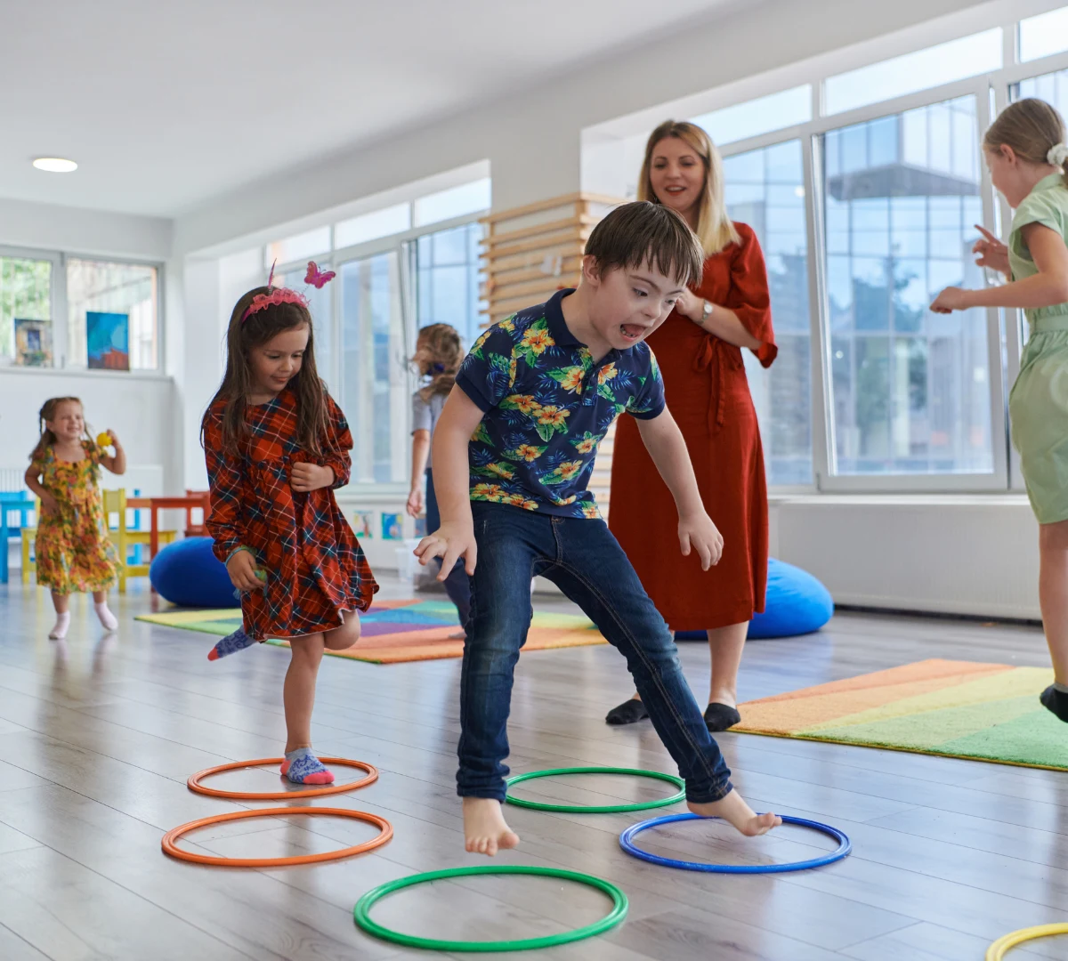 Kids playing with friends