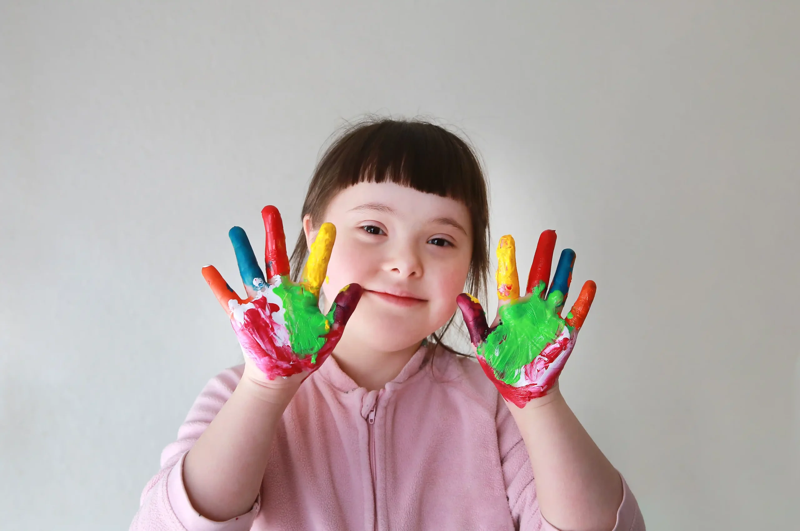 Disabled girl with hands painted